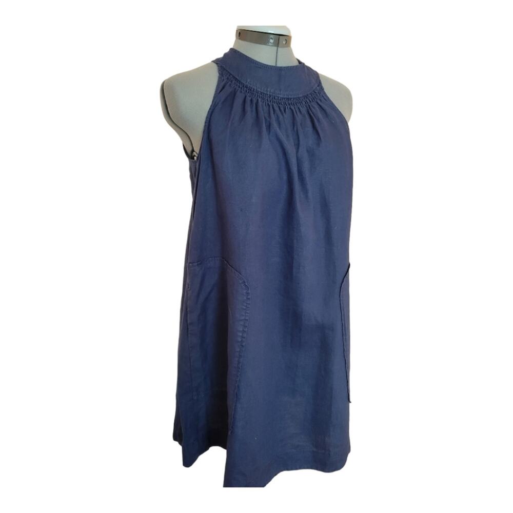 United Colors of Benetton Navy Linen Halter Trapeze Dress Size XS